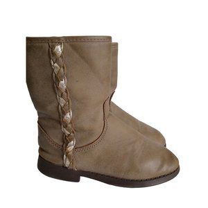 OshKosh B’gosh Girls Camel Braided Boots, Size 12M, Girls Boots